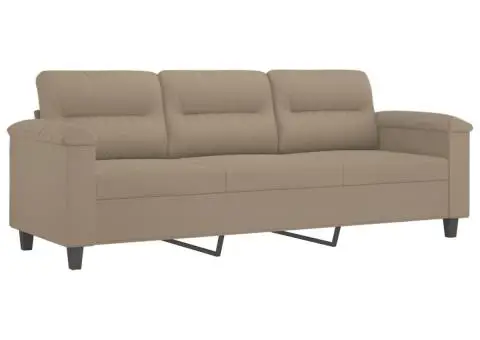 Set de canapele cu perne, 2 piese, gri taupe, microfibră - 4/5