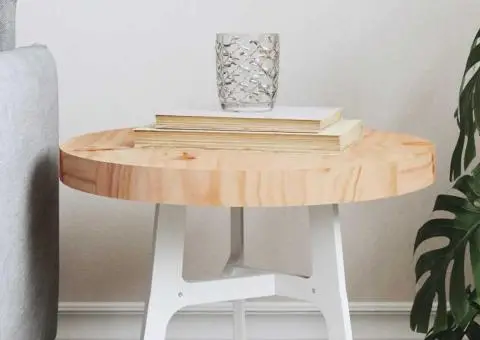 Blat de masă rotund, Ø40x3 cm, lemn masiv de pin - 1/5