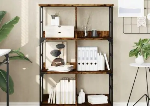 Bibliotecă, stejar fumuriu, 78,5x33x117,5 cm, lemn prelucrat - 1/5