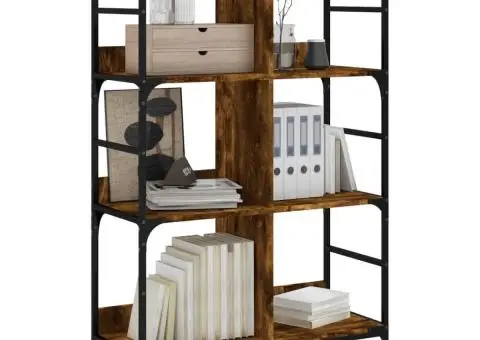 Bibliotecă, stejar fumuriu, 78,5x33x117,5 cm, lemn prelucrat - 3/5