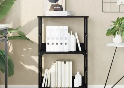 Bibliotecă, negru, 50x33x82 cm, lemn prelucrat - 1/5