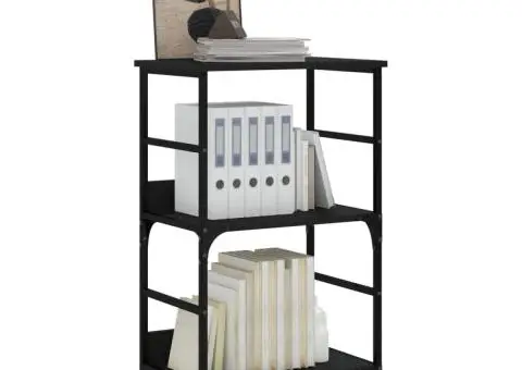 Bibliotecă, negru, 50x33x82 cm, lemn prelucrat - 3/5