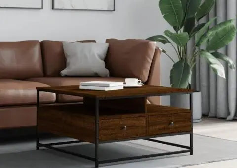 Măsuță de cafea, stejar maro, 80x80x45 cm, lemn prelucrat - 1/5