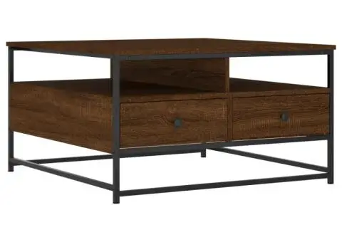 Măsuță de cafea, stejar maro, 80x80x45 cm, lemn prelucrat - 2/5