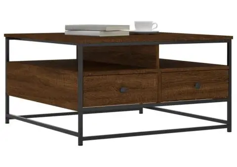 Măsuță de cafea, stejar maro, 80x80x45 cm, lemn prelucrat - 3/5