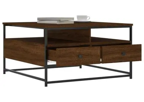 Măsuță de cafea, stejar maro, 80x80x45 cm, lemn prelucrat - 4/5