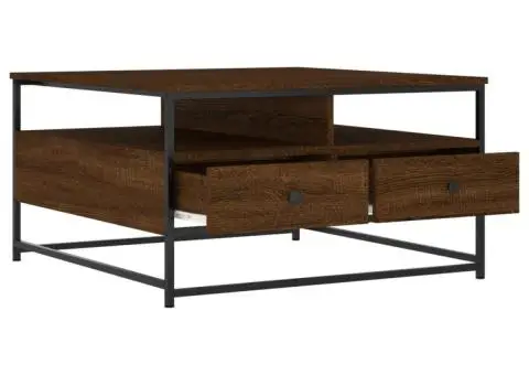 Măsuță de cafea, stejar maro, 80x80x45 cm, lemn prelucrat - 5/5