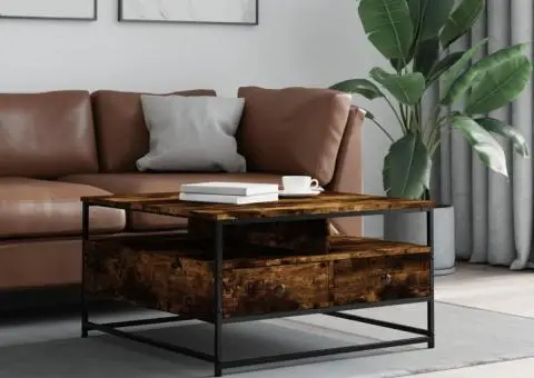 Măsuță de cafea, stejar fumuriu, 80x80x45 cm, lemn prelucrat - 1/5