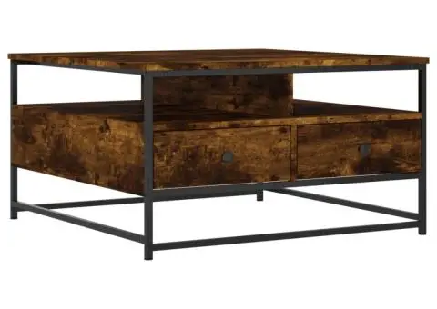 Măsuță de cafea, stejar fumuriu, 80x80x45 cm, lemn prelucrat - 2/5