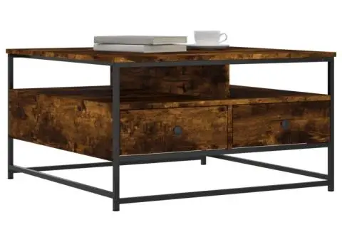 Măsuță de cafea, stejar fumuriu, 80x80x45 cm, lemn prelucrat - 3/5