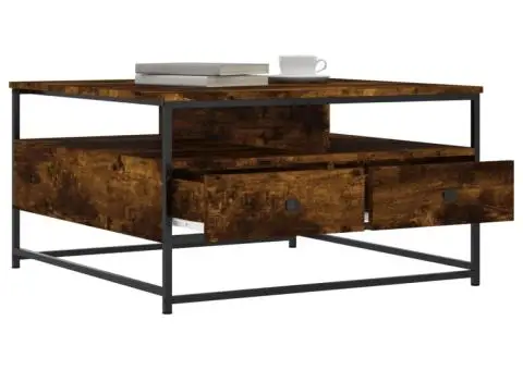 Măsuță de cafea, stejar fumuriu, 80x80x45 cm, lemn prelucrat - 4/5