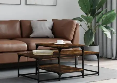 Măsuță de cafea, stejar afumat, 102x60x45 cm, lemn prelucrat - 1/4