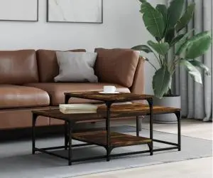 vidaXL Măsuță de cafea, stejar afumat, 102x60x45 cm, lemn prelucrat