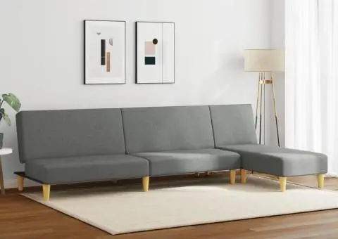 Set de canapele, 2 piese, gri închis, material textil - 3/5