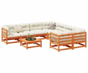 vidaXL Set canapea de grădină, 9 piese, maro ceruit, lemn masiv de pin