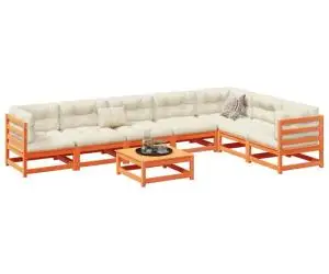 vidaXL Set canapea de grădină, 8 piese, maro ceruit, lemn masiv de pin