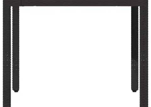 Masă grădină cu blat din sticlă, negru, 90x90x75 cm, poliratan - 4/5