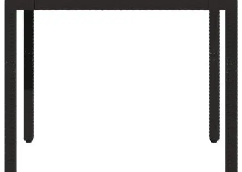 Masă grădină cu blat din sticlă, negru, 90x90x75 cm, poliratan - 5/5