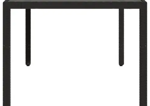 Masă grădină cu blat din sticlă, negru, 190x90x75 cm, poliratan - 5/5