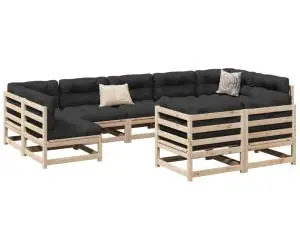 vidaXL Set canapea de grădină cu perne, 9 piese, lemn masiv de pin