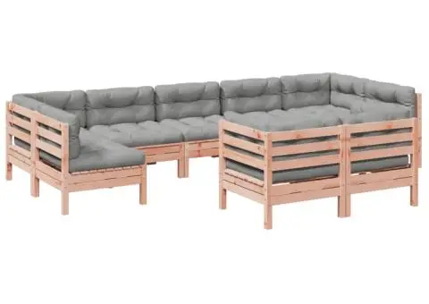 Set canapele grădină cu perne, 9 piese, lemn masiv brad douglas - 2/5