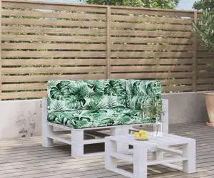 vidaXL Perne de paleți, 3 buc., model cu frunze, material textil