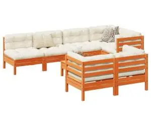 vidaXL Set canapele grădină cu perne, 8 piese, maro, lemn masiv de pin