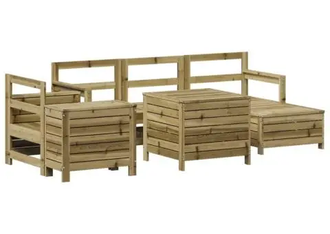 Set canapea de grădină, 7 piese, lemn de pin tratat - 2/5