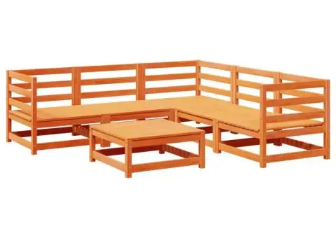 Canapea de grădină cu 6 locuri, maro ceruit, lemn masiv de pin - 2/5