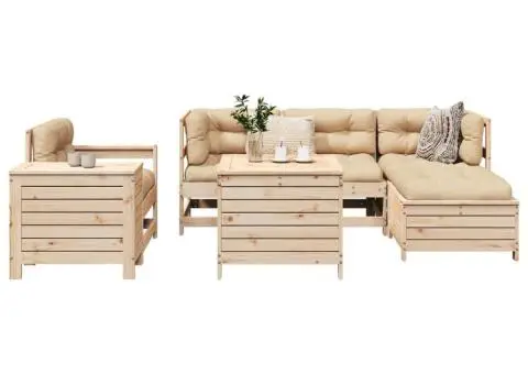 Set canapea de grădină, 7 piese, lemn masiv de pin - 1/5