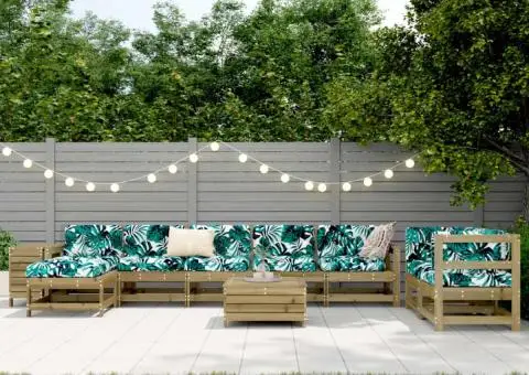 Set canapea de grădină, 10 piese, lemn de pin tratat - 3/5