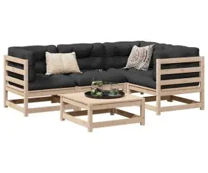 vidaXL Set canapele de grădină cu perne, 5 piese, lemn masiv de pin