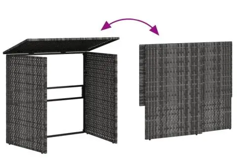 Canapea de grădină cu masă/perne, formă de L, poliratan gri - 5/5