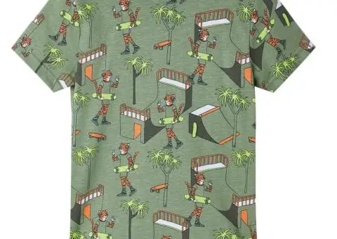 Pijamale copii mâneci scurte, kaki deschis 128 - 2/5