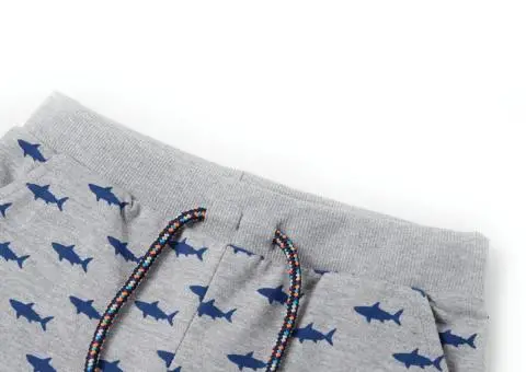 Pantaloni scurți pentru copii cu șnur, gri deschis melanj, 104 - 3/5