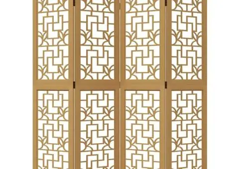 Paravan de cameră cu 4 panouri, maro, lemn masiv paulownia - 4/5