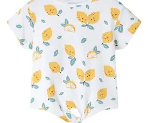 Tricou pentru copii cu tiv tip cravată, ecru, 92