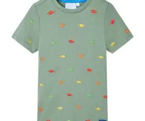 Tricou pentru copii cu mâneci scurte, kaki, 104