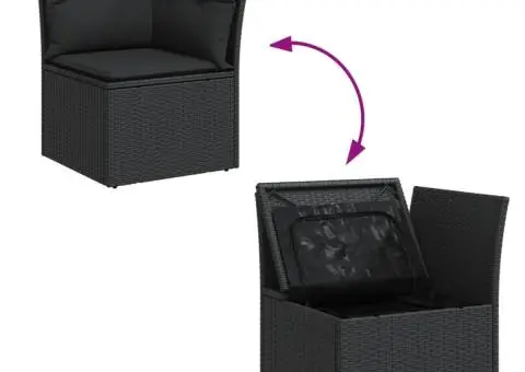 Set canapele de grădină, 12 piese, cu perne, negru, poliratan - 3/5