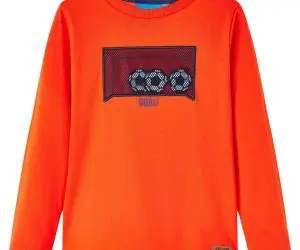 Tricou copii mâneci lungi, portocaliu aprins, 116