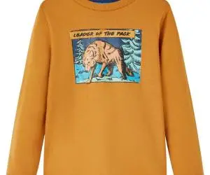 Tricou pentru copii cu mâneci lungi, ocru închis, 116