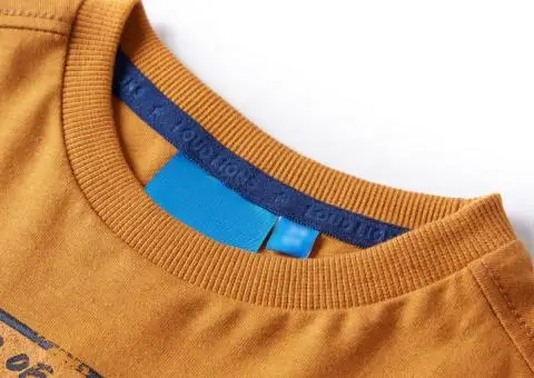 Tricou pentru copii cu mâneci lungi, ocru închis, 116 - 3/5