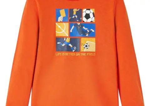 Tricou de copii cu mâneci lungi, portocaliu, 128 - 1/5