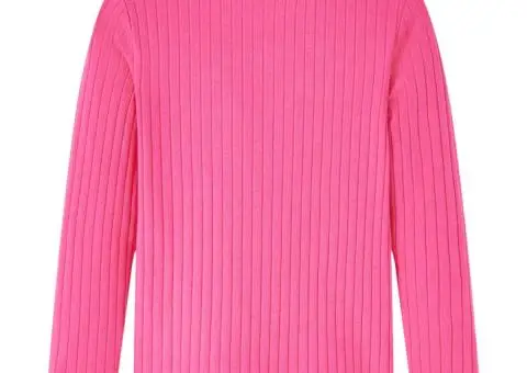 Tricou de copii cu mâneci lungi, tricot cu nervuri, roz aprins, 92 - 2/5