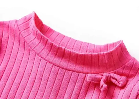 Tricou de copii cu mâneci lungi, tricot cu nervuri, roz aprins, 92 - 3/5