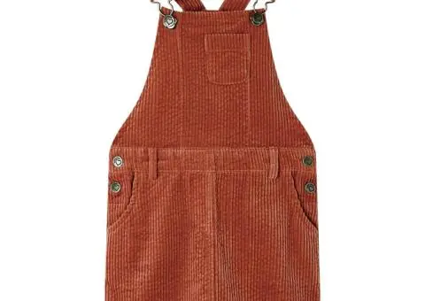 Rochie salopetă pentru copii, velur, coniac, 116 - 1/5