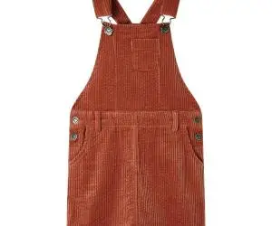 Rochie salopetă pentru copii, velur, coniac, 116