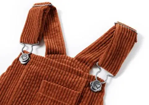 Rochie salopetă pentru copii, velur, coniac, 116 - 3/5