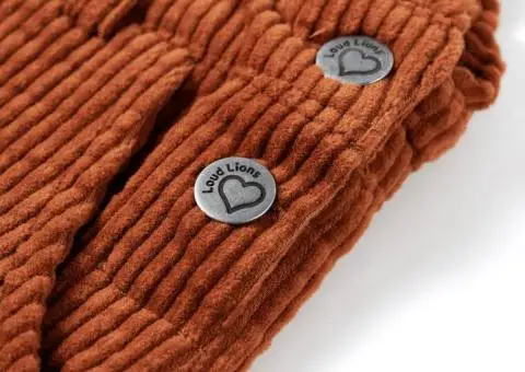 Rochie salopetă pentru copii, velur, coniac, 116 - 5/5