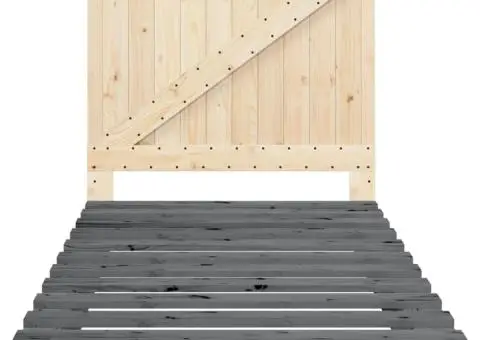 Cadru de pat cu tăblie, gri, 100x200 cm, lemn masiv de pin - 5/5